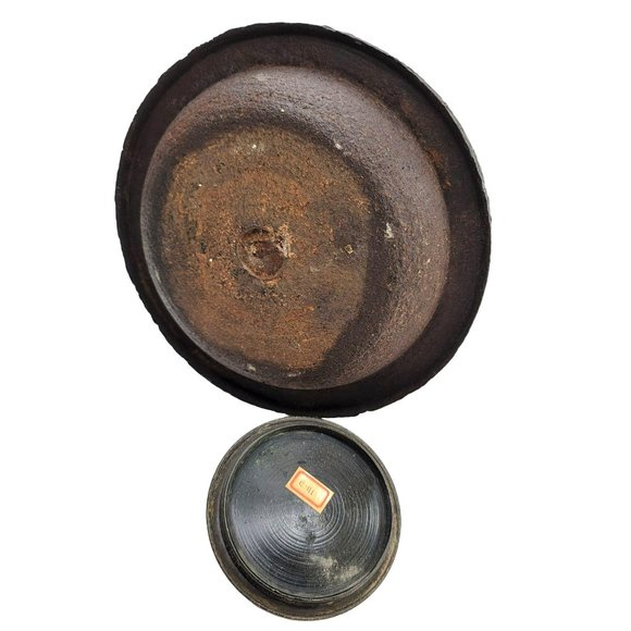 Japanese Cast Iron Teapot Antique Tetsubin Floral Brass Handle HEAVY CT404 - Picture 8 of 9